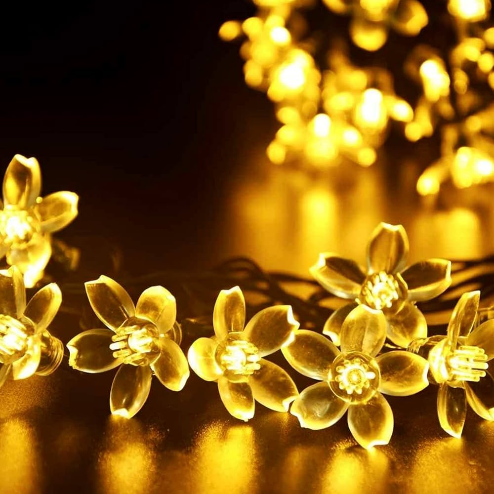 Silicone Flower LED String Fairy Lights Outdoor & Indoor For Home Decoration (Warm White)