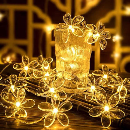 Silicone Flower LED String Fairy Lights Outdoor & Indoor For Home Decoration (Warm White)